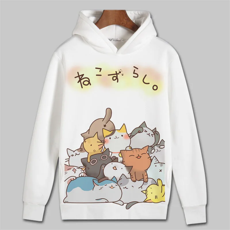Neko Atsume Cosplay Hoodie Cartoon Cat Print Hoodies Winter Autumn Fleece Sweatshirts Casual Pullover Outwear Coat Costume | Тематическая
