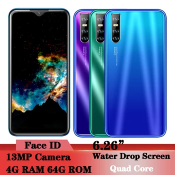 

A41 Global cellphone MTK 13MP HD android mobile phones full screen smartphone Quad Core 4GB RAM 64GB ROM face unlocked celular