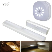 Светодиодный светильник для шкафа с беспроводным датчиком движения PIR, питание от аккумулятора AAA для шкафов лестниц