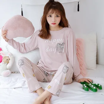 

Women's Cartoon Print Pajamas Sets Long Sleeves Spring Ladies Sweet Cute Loose Sleepwear Nightwear Outfits