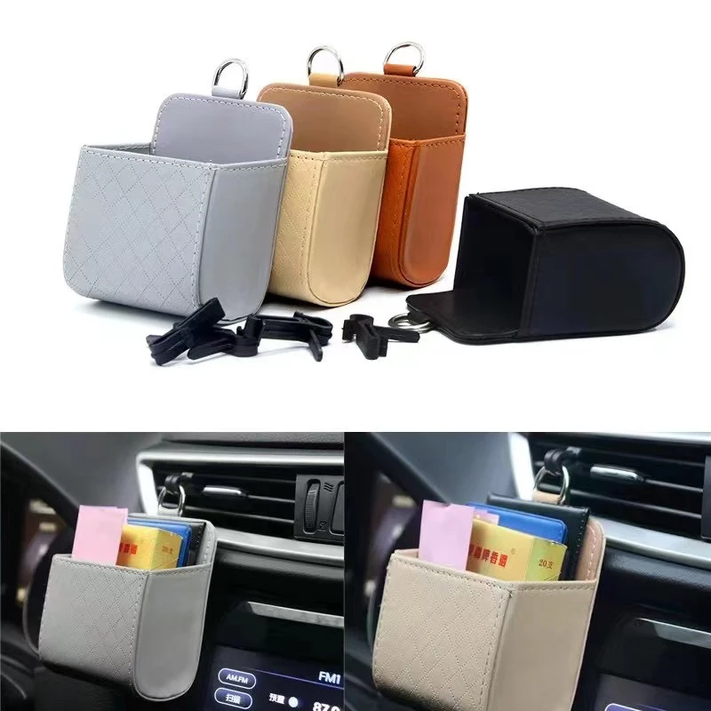 Car storage bags, dashboards, neatly hanging PU leather storage boxes