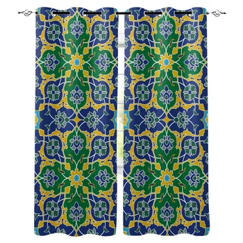 

Islamic Style Art Beautiful Window Curtains Living Room Kitchen Curtains for Bedroom Left and Right Biparting Open Curtains