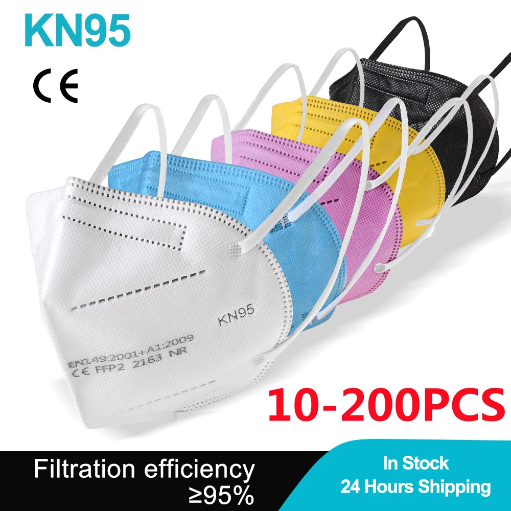 10-200PCS Mask FFP2 Respirator KN95 Mascarilla Fpp2 Homologada 5 Ply Mascarillas FP2 Black Masks Adult Facial Dust Protect FFP3 |
