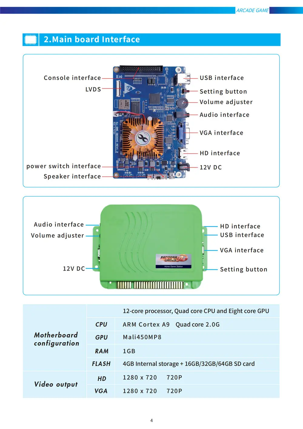 jamma hdmi vga console gamepad placa-mãe fba mame ps