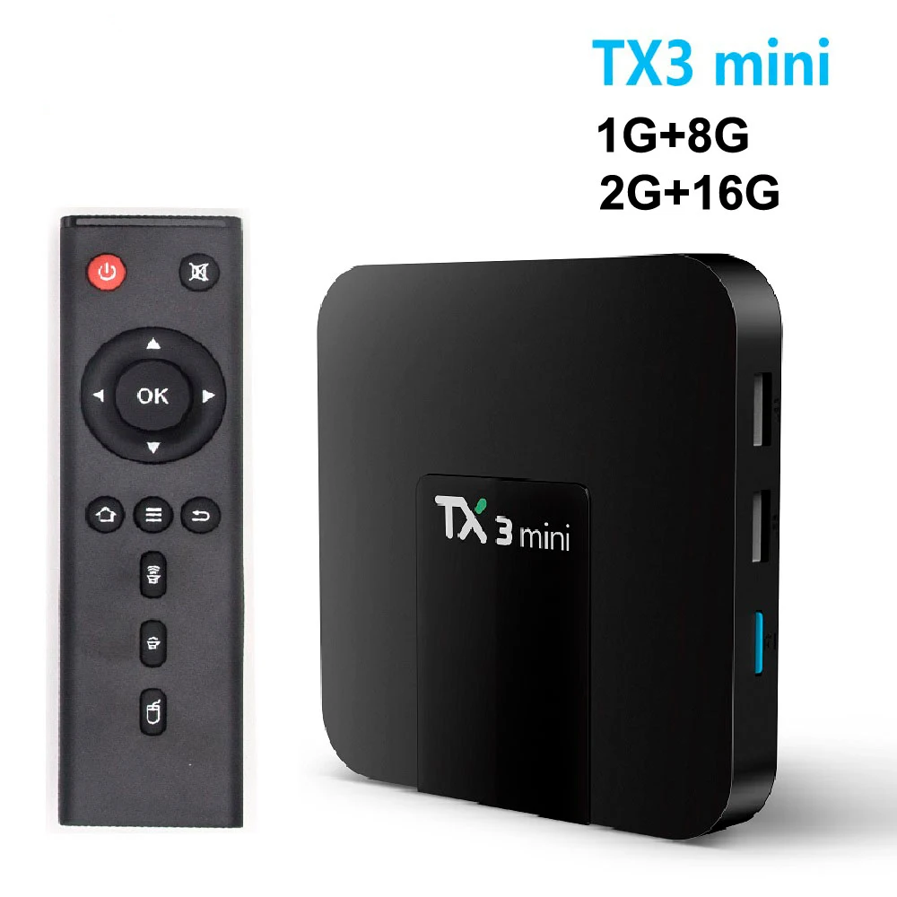 ТВ приставка TX3 MiNi на Android 7 1 ГБ/2 ГБ 8 ГБ/16 четырехъядерный процессор Amlogic S905W DDR3 H.265 4K