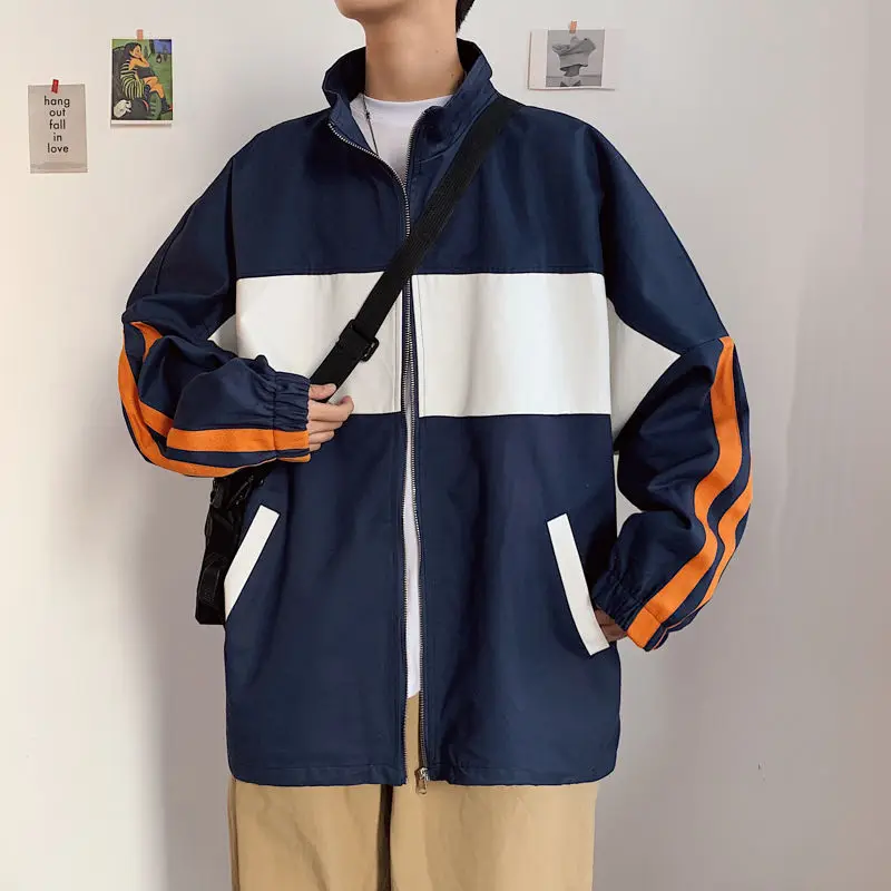 

Men's jacket 2020 autumn and winter new handsome and comfortable solid color stitching jacket young fashion men's fashion