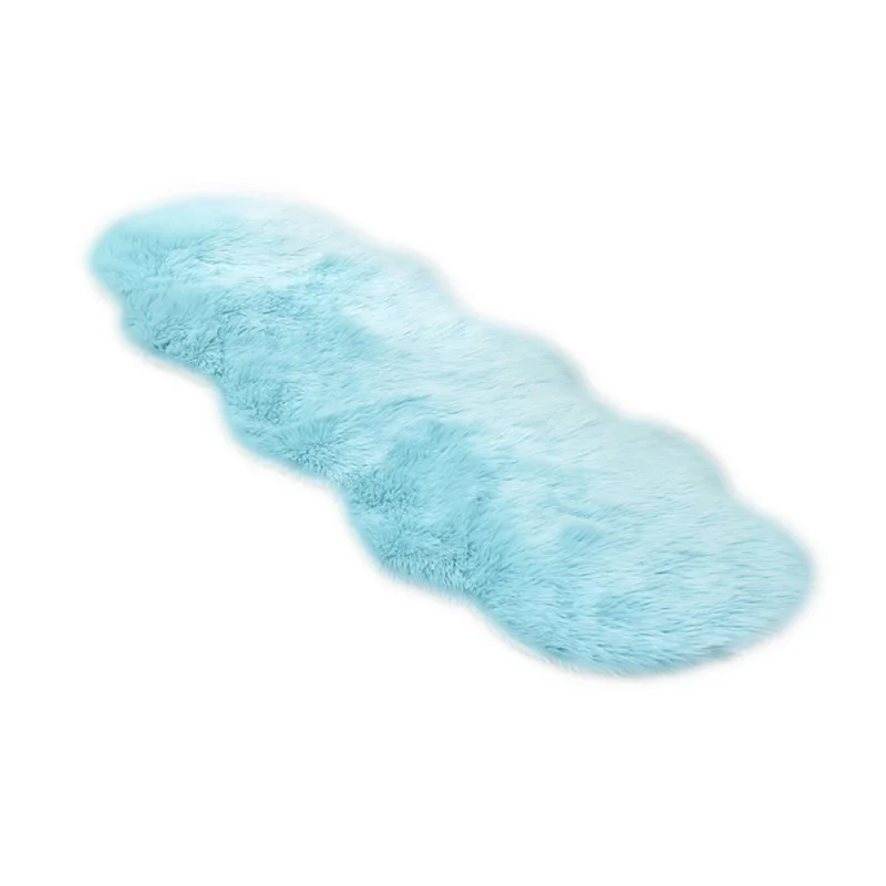 Light Blue Противоскользящие эллипс Искусственная овчина меховая подушка Коврики для спальни мохнатый шелковистый плюшевый ковер - Цвет: Light Blue