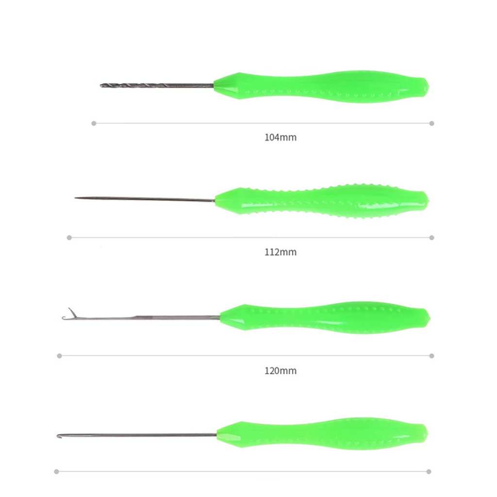 4Pcs 4 in 1 Baiting Needle Tool Set Drill Hooks Stringer Splicing Kit Drill Needle Carp Fishing Accessories