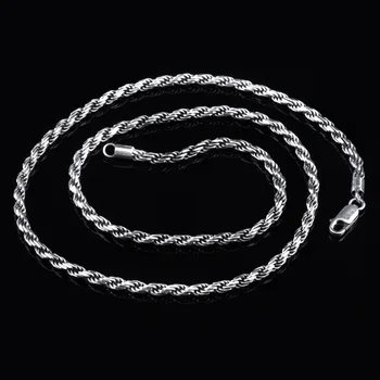 

Real Pure 925 Sterling Silver Man Sweater Necklace Italy Design Twisted Braided Chain Vintage Men Jewelry Necklaces & Pendants