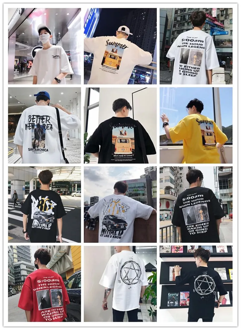 

2020 new summer men's short-sleeved t-shirt five-point sleeve Korean loose ins half-sleeved trend t-shirt