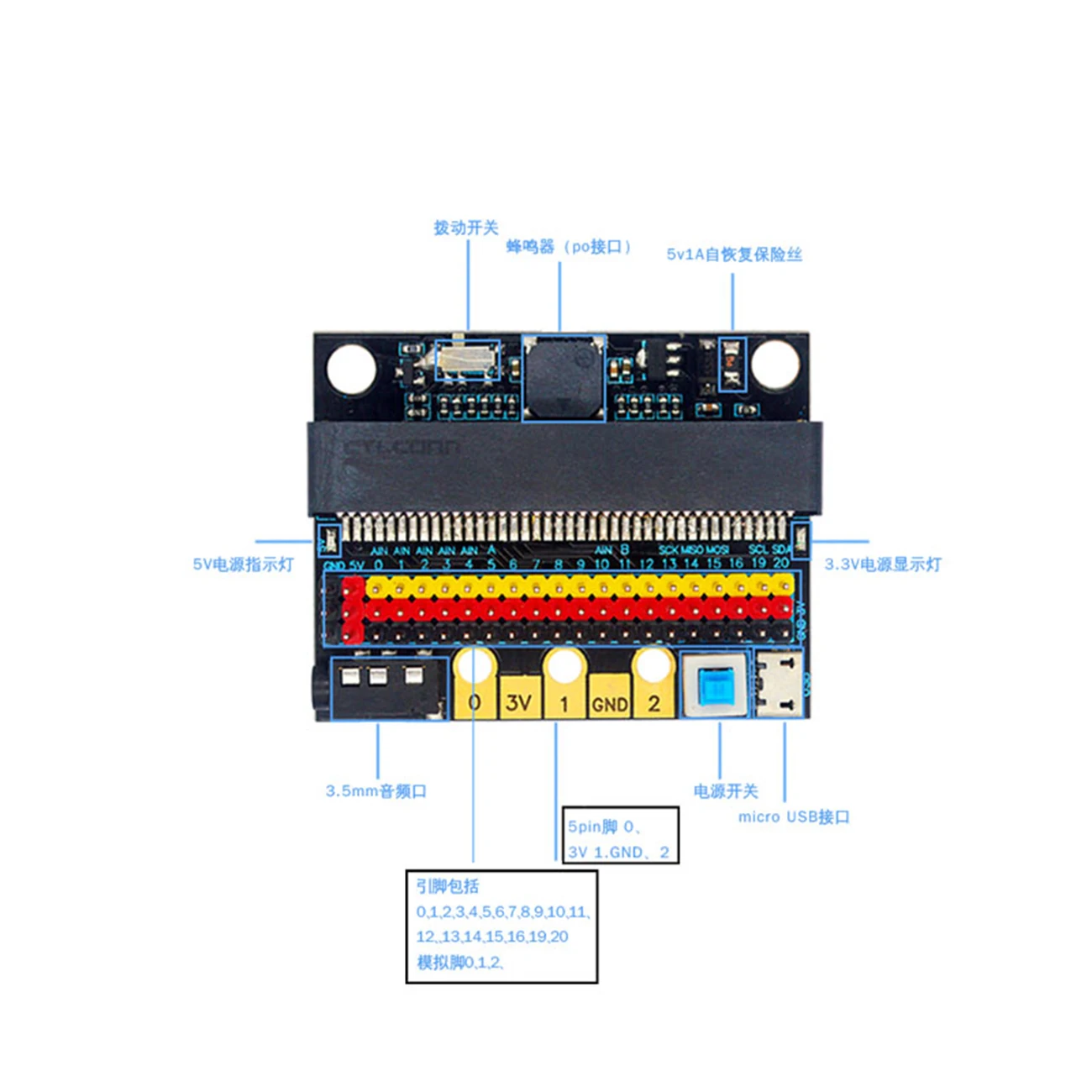 Функциональная коммутационная Плата расширения IO для Micro: bit