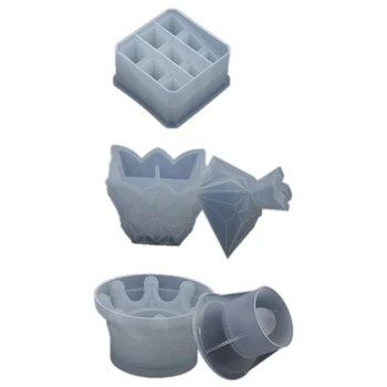 

Box Resin Molds - Silicone Jewelry Box Molds with 9-Slot/Crown /Pyramid Trinket Epoxy Mold for DIY Art Casting Resin