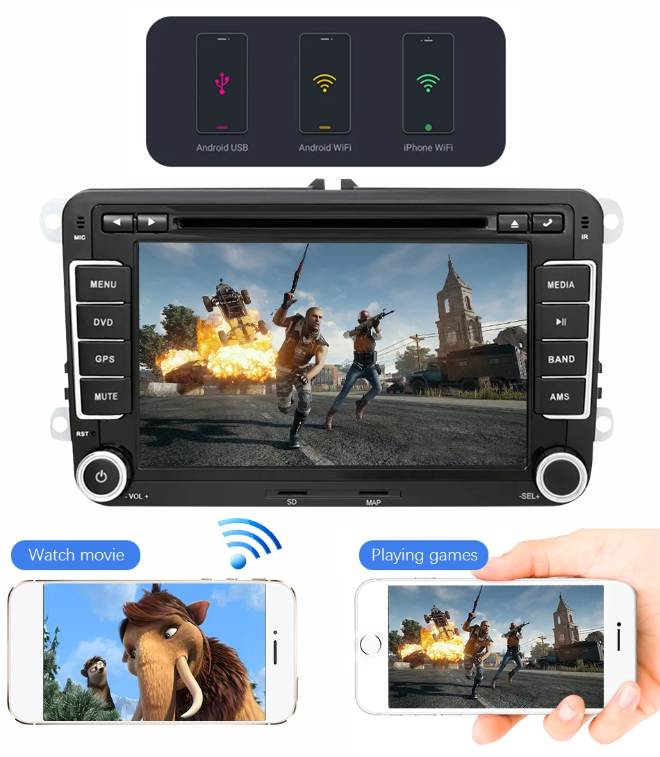 Eunavi 2 Din 4G 64G ips Android 9,0 автомобильный dvd Радио стерео для VW GOLF 6 Polo Bora JETTA B6 PASSAT Tiguan SKODA OCTAVIA хедунт ПК