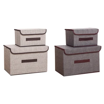 

2Pcs Storage Boxes with Lids Fabric Clear Storage Baskets Containers Bins with Double Cover Organizer