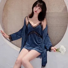 Набор свадебных халатов для невесты, невесты, подружки невесты, сексуальное кружевное бархатное ночное белье, ночная рубашка, элегантная открытая женская теплая одежда для сна, кимоно, банные халаты