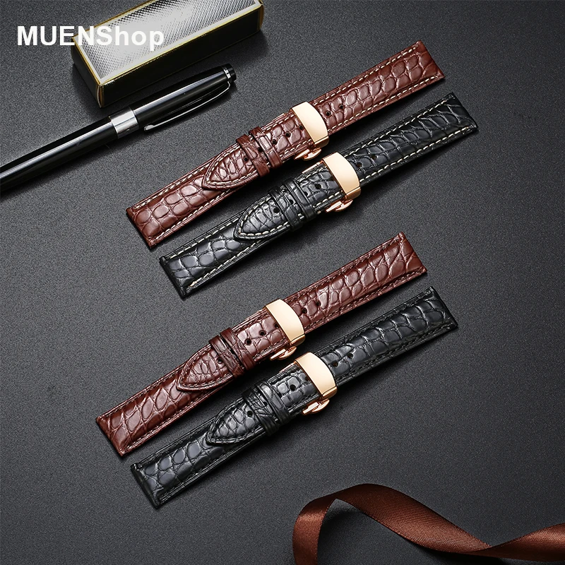 Ремешок для часов под крокодиловую кожу кожаный браслет наручных с застежкой