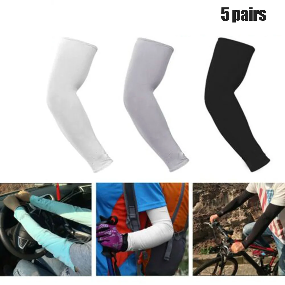 5 Pairs Cooling Arm Sleeves Cover UV Sun Protection Basketball Outdoor Sport US 