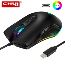 New RGB Type C USB Cable Mice 3200 DPI Wired Gaming Mouse Computer Laptop Ergonomic Game Mouse For Apple Macbook Pro Smartphone