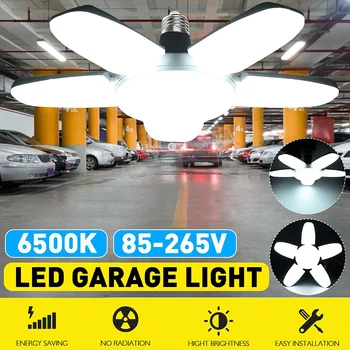 

80W LED Garage Light B22/E27 Base Lamp Bulb with 5 Adjustable Panels Foldable Garage Lamp Industrial Lighting for Warehouse