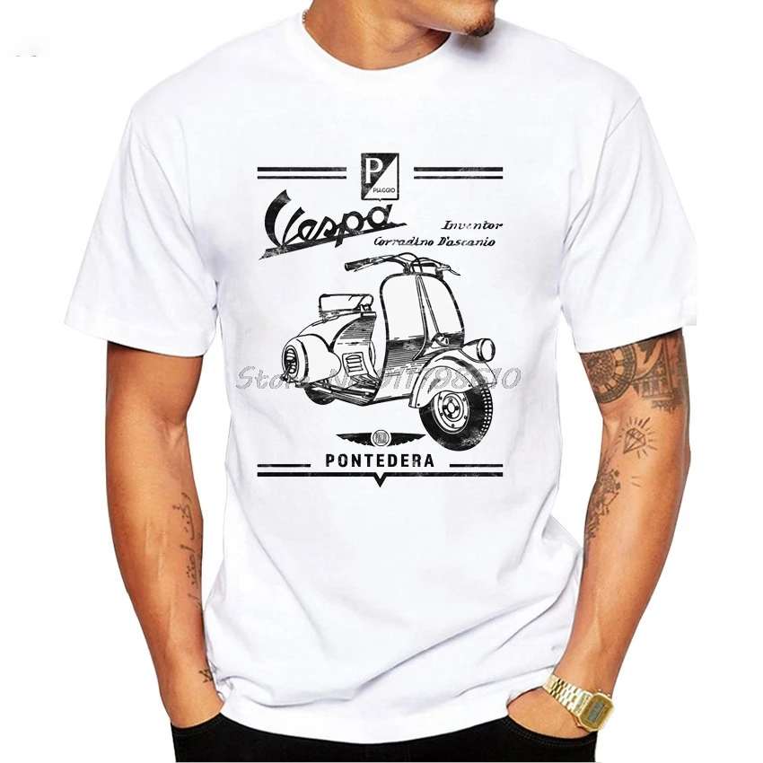Футболка Vespa мужская с коротким рукавом забавный классический дизайнерский Топ