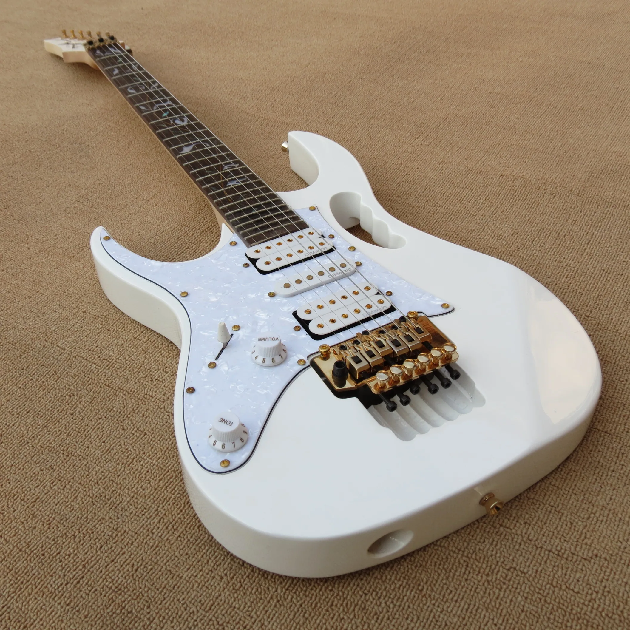 

Custom White Left Hand Guitar Monkey grip Lion's Claw tremolo cavity Tree of Life inlay,customized!PayPal available!IB-17