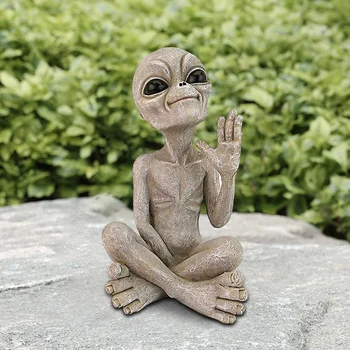Hot15CM Outer Space Alien Statue Martian Garden Statues Sculpture Figurine For Home Outdoor Figurines Garden Ornament Miniatures 1