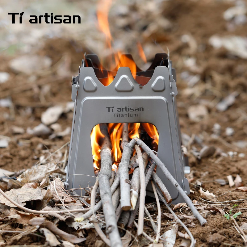 Tiartisan ビッグサイズキャンプストーブ薪ストーブ屋外折りたたみストーブ純チタン超軽量バックパックストーブ Ws009mt Outdoor Stoves Aliexpress