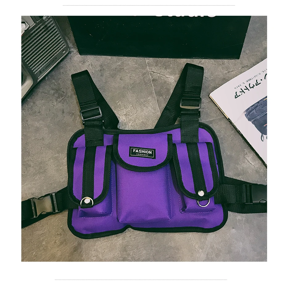 AIREEBAY модная мужская нагрудная сумка черный жилет хип хоп Уличная функциональная жилетка Тактический Риг поясная упаковка