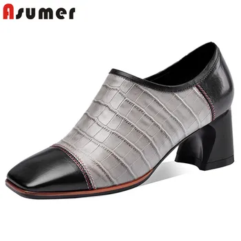 

ASUMER 2020 new arrival genuine leather pumps women shoes round toe single shoes simple classic dress shoes ladies office shoes