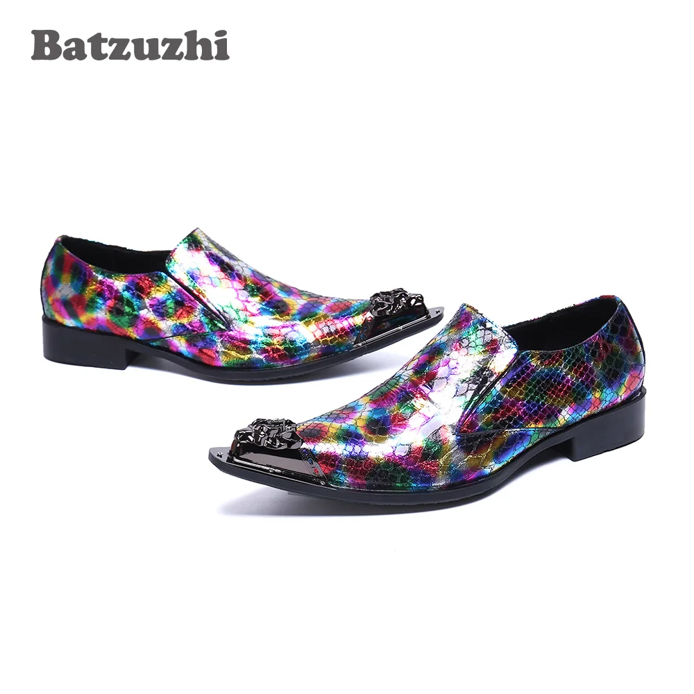 Batzuzhi итальянские кожаные мужские классические туфли винтажные с острым
