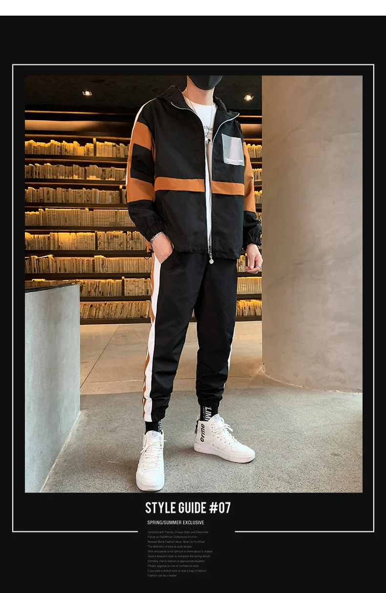 Fashion Autumn Spring Sporting Suit Sweatshirt+ Sweatpants Mens Clothing 2 Pieces Sets Slim Tracksuit Brand New Men Sets