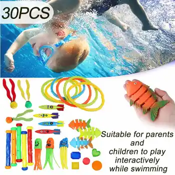 

30Pcs Summer Playing Swimming Pool Throwing Diving Toys Underwater Rings Diving Circle Set Multicolor Game Beach Toy