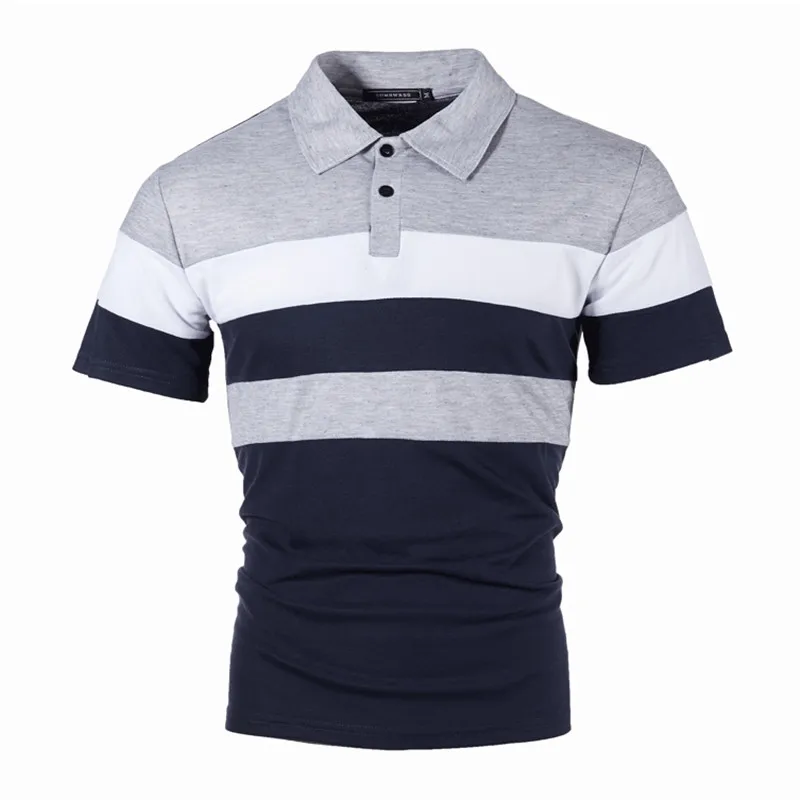 

Summer short Sleeve Stripe Polo Shirt men Turn-over Collar Fashion casual Slim Breathable Solid Color Business men's polo shirt