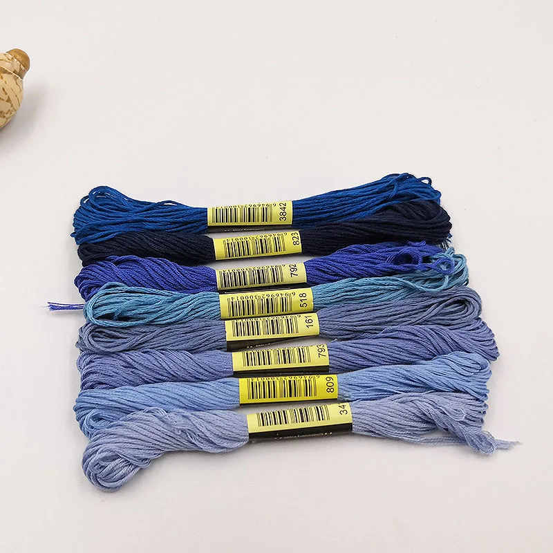 Многоцветный 8 шт/партия нить, Аналогичная DMC Вышивка крестиком Хлопок Шитье, моток пряжи вышивка нить Набор для вышивания DIY Швейные Инструменты - Цвет: Blue