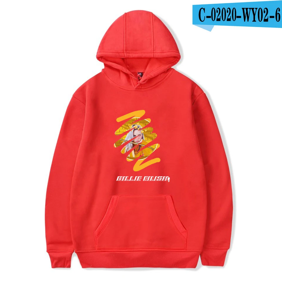 Толстовки с принтом Billie Eilish, женская и Мужская толстовка, известный певец, женские пуловеры с капюшоном, худи Billie Eilish, черная уличная одежда - Цвет: As picture