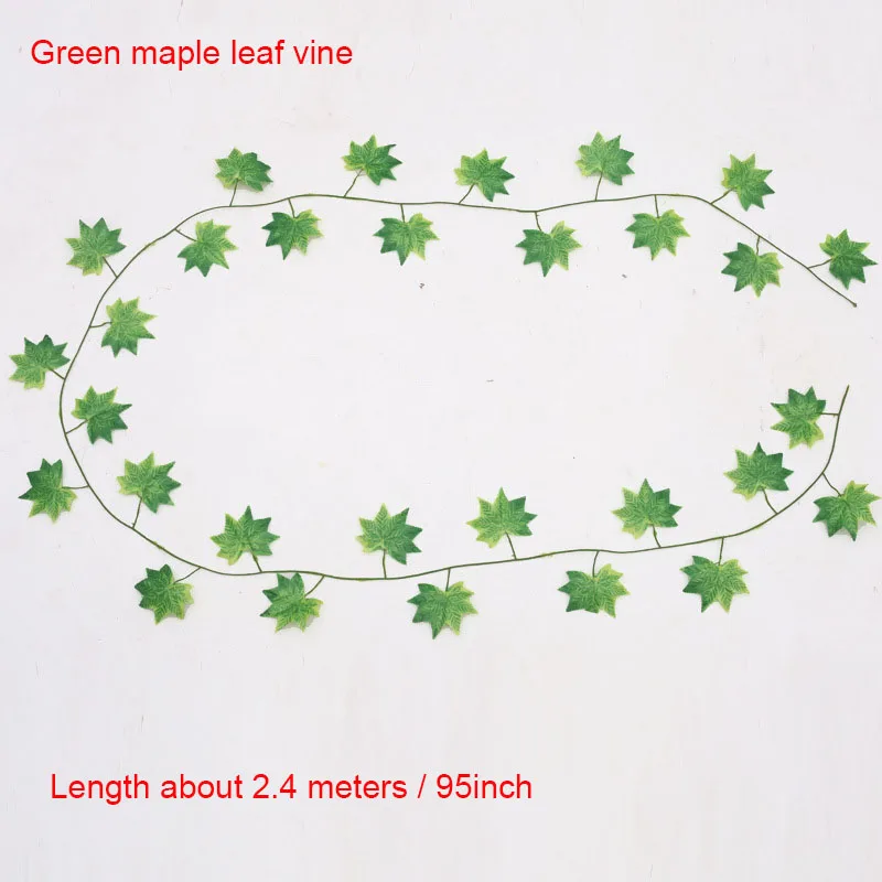 Green maple vine 210 см/лот шелковые розы поддельные криперы зеленый лист плюща лоза для дома свадьбы Decora оптом diy Висячие гирлянды искусственные цветы - Цвет: Green maple vine