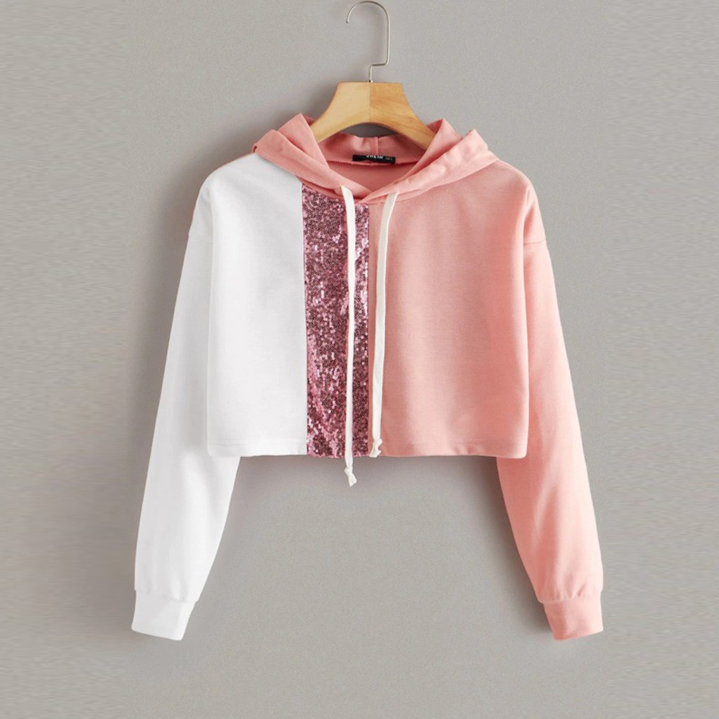 Sequined Patchwork Hoodie