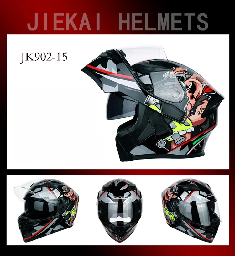 JK902-15 Новая версия DOT ECE JIEKAI 902 мотоцикл флип зимние каски безопасности Гонки мотокросса Capacete Quad шлем для кроссового велосипеда - Цвет: JK902-15