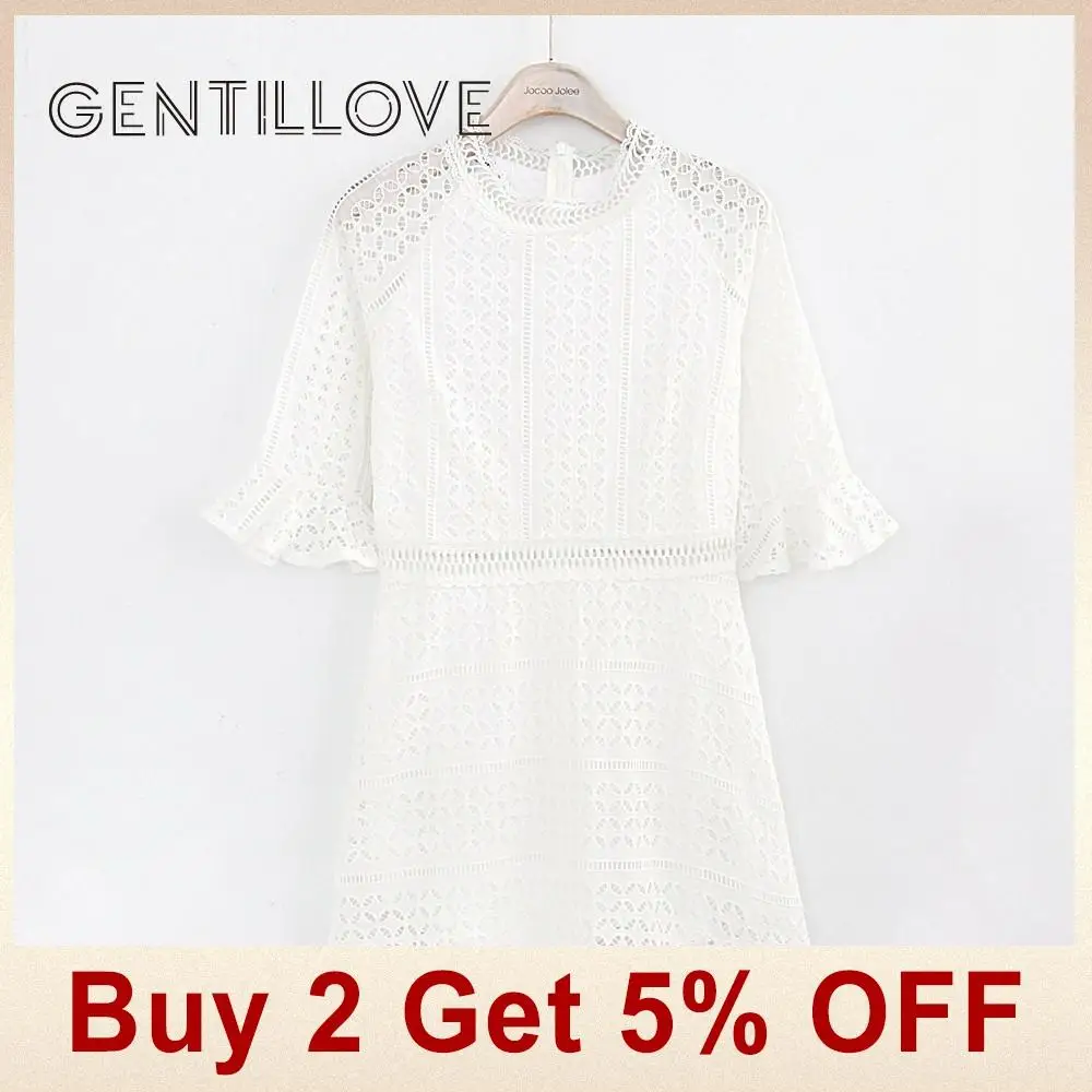 Gentillove Новое винтажное открытое кружевное платье женское элегантное белое платье с длинным рукавом Летние шикарные вечерние сексуальные платья vestidos robe