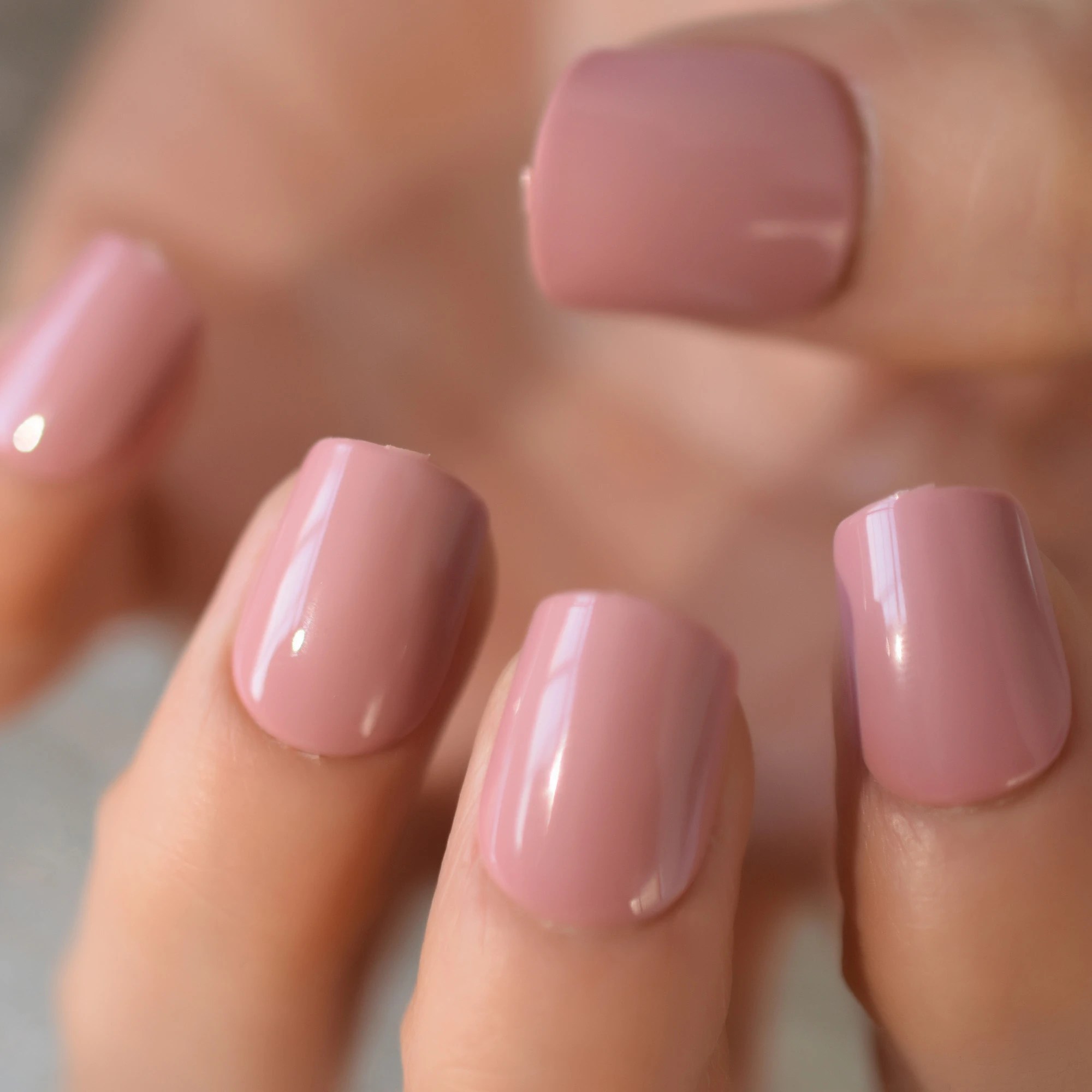 Light Pink Square Acrylic Fake Nails Daily Full Cover Gel False Nail Glossy Press On Full Cover Nails 24pcs False Nails Aliexpress