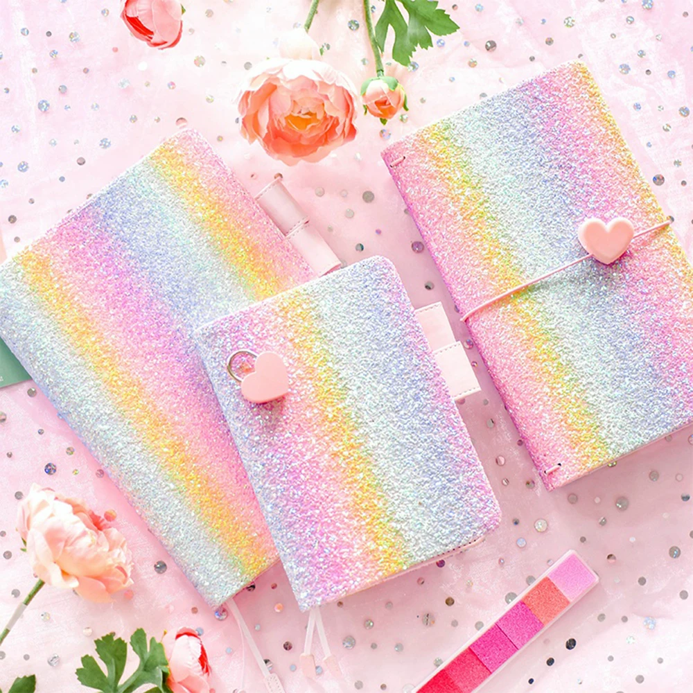 

A5/A6 Rainbow Glitter Sequins Diary Notebook Planner Agenda Travel Notepad Inner Pages Paper Office Stationery Supply