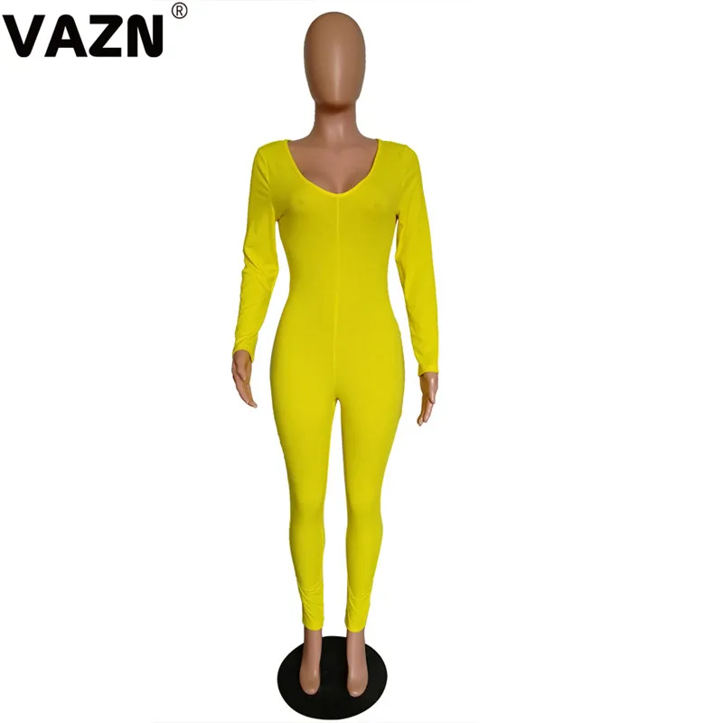 VAZN GYM18320 уличный стиль вечерние Клубные Элегантные Формальные Женский комбинезон с v-образным вырезом без рукавов длинные брюки Комбинезоны Сексуальная ветровка