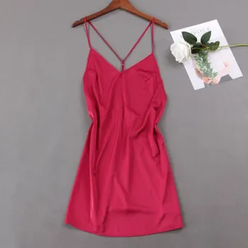 

Spaghetti Strap Nightdress 2020 New Sleepdress Satin Homewear Nightgown Women Sexy Sleepwear Silky Home Clothes Nightwear