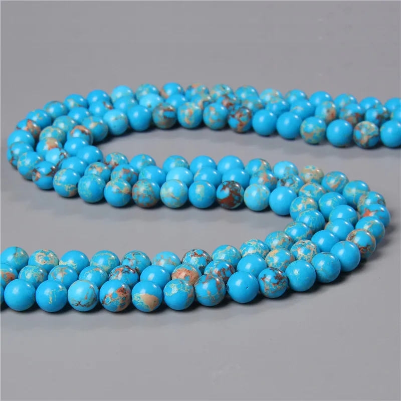 Natural Stone Beads Blue Red Sediment Jaspers Turquoise Beads For Jewelry  Making DIY Bracelets Necklace Supplies 4/6/8/10MM 15'' - AliExpress