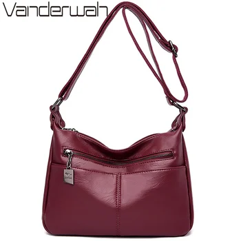 

VANDERWAH Leather Luxury Handbags Women Bags Designer Female Shoulder Crossbody Bag Mother Bags For Women 2019 Sac A Main Femme