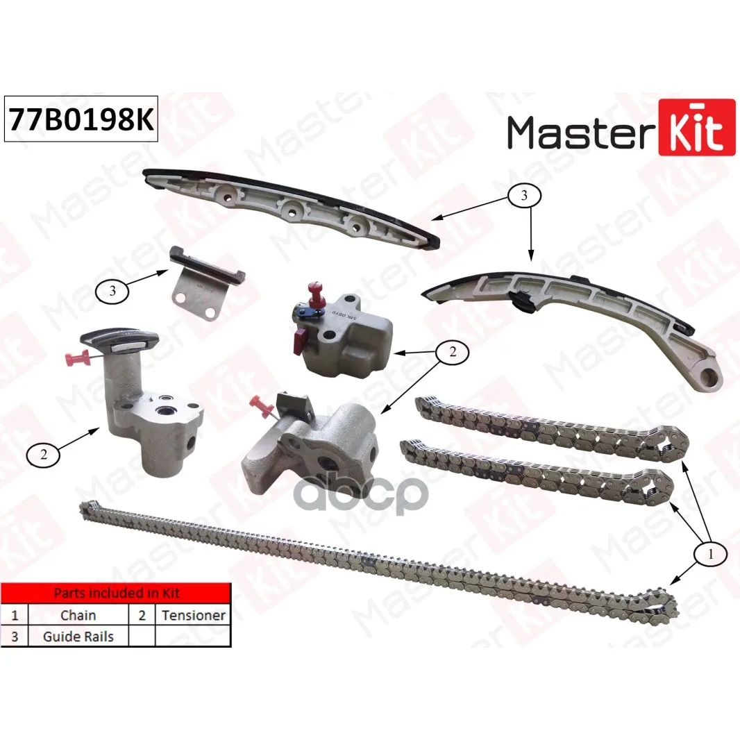 Комплект Цепи Грм Nissan/Infiniti Murano/Fx 3.5i Vq35de 2004-2009 77b0198k MasterKit арт. 77B0198K