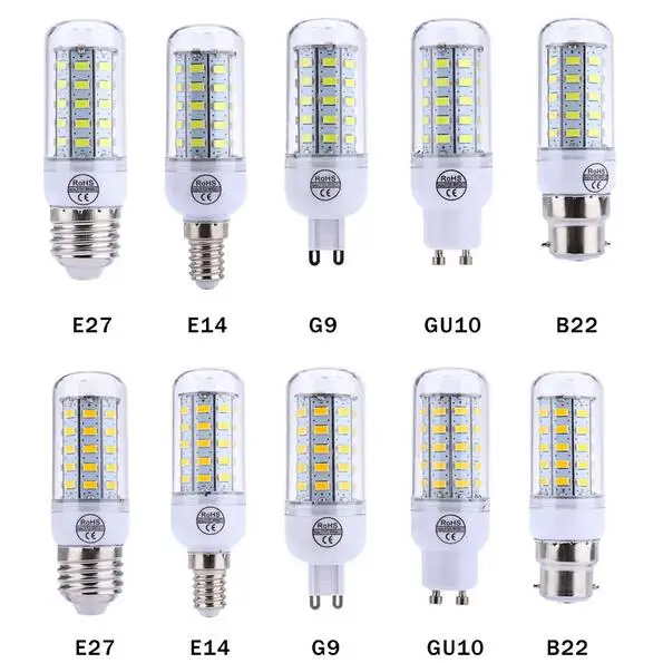 SMD 5730 лампада Led 220V E27 E14 G9 GU10 B22 мозоли СИД светильник лампы 24 36 48 56 69 72 светодиоды рождественские люстры лампы в форме свечи светильник Инж