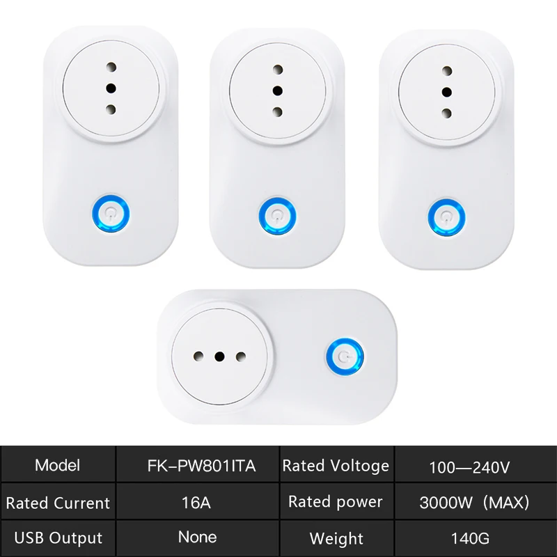 FrankEver умная вилка 10A 16A Италия Чили Wifi розетка Голосовое управление работает с Google Home Alexa IFTTT Tuya Smart life APP - Цвет: 16A-4PCS