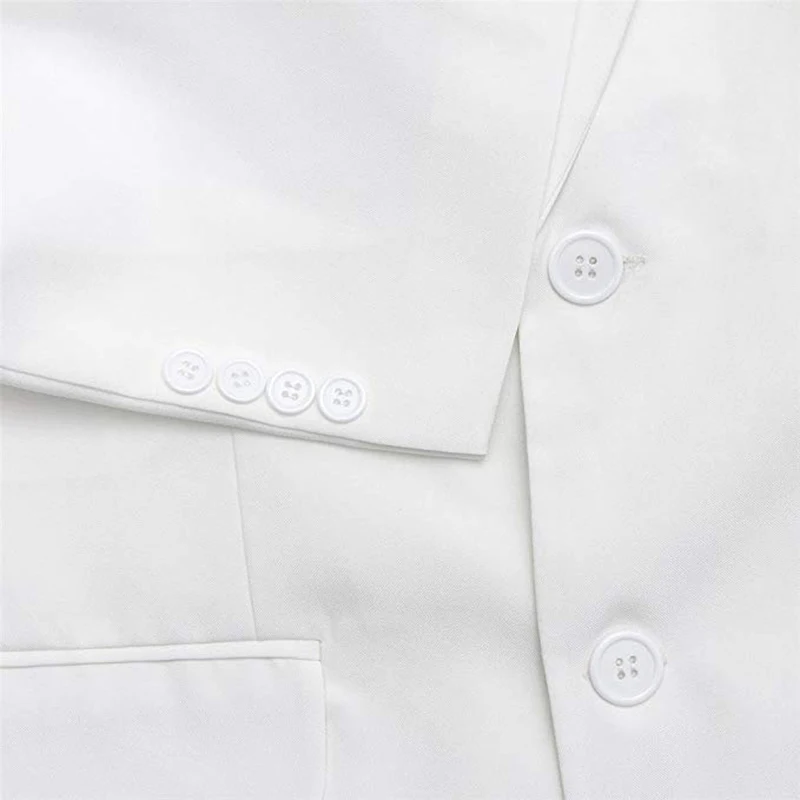 Silver Two Buttons Mens Party Suit Solid Color Leisure Suit for Holiday Party Two Pieces Suit Jacket with Tie& Pants - Цвет: white