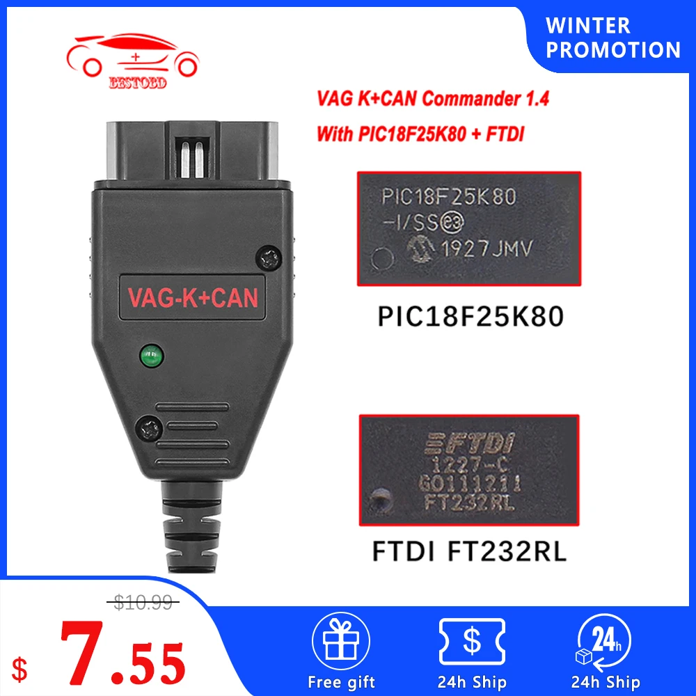 VAG K CAN Commander 1 4 + FTDI PIC18F25K80 OBD OBD2 инструмент для коррекции одометра Автомобильный